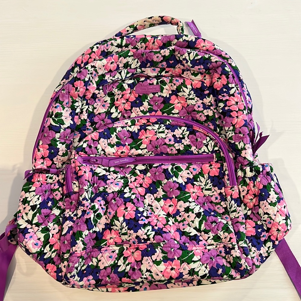 Vera Bradley Essential Large Laptop Backpack Flower Garden